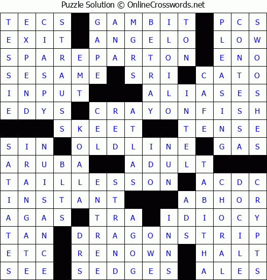 Solution for Crossword Puzzle #3231