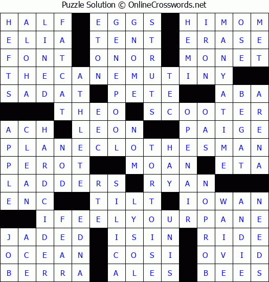 Solution for Crossword Puzzle #3232