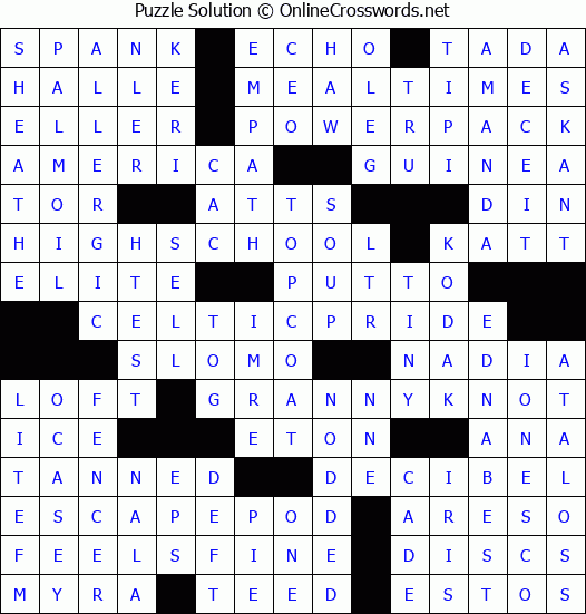 Solution for Crossword Puzzle #3233