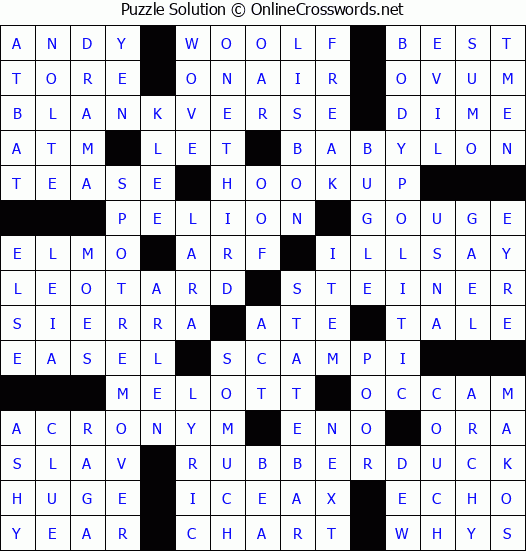 Solution for Crossword Puzzle #3235