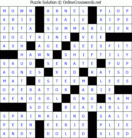 Solution for Crossword Puzzle #3237