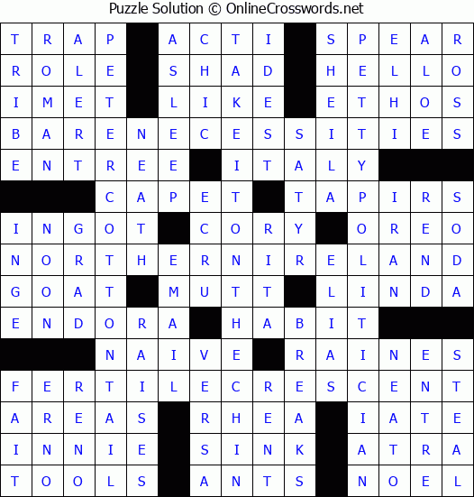 Solution for Crossword Puzzle #3240
