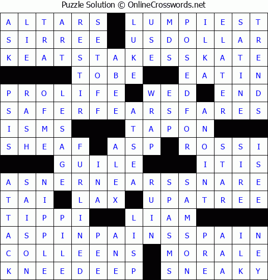 Solution for Crossword Puzzle #3241