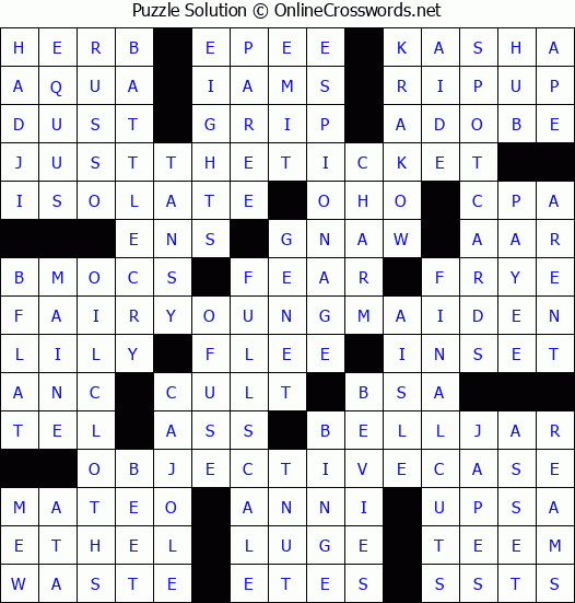 Solution for Crossword Puzzle #3254