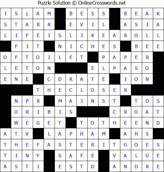 Solution for Crossword Puzzle #3255