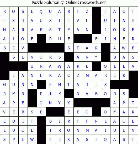 Solution for Crossword Puzzle #3258
