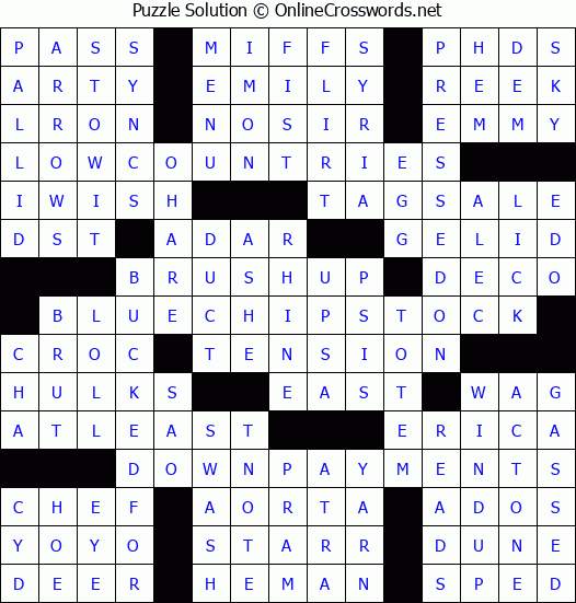 Solution for Crossword Puzzle #3259