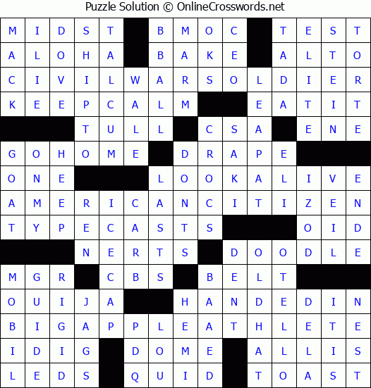 Solution for Crossword Puzzle #3261