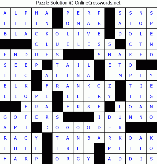 Solution for Crossword Puzzle #3262