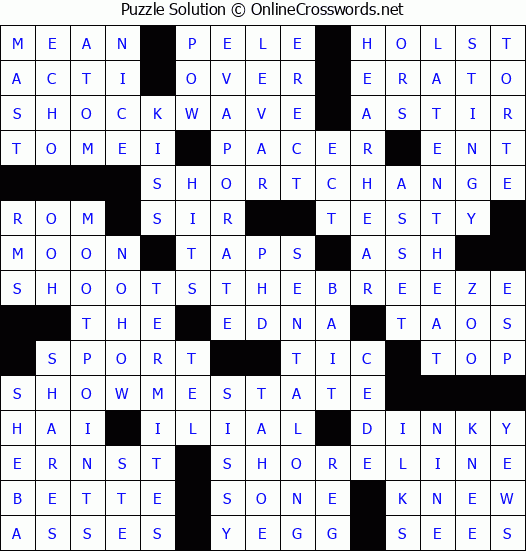 Solution for Crossword Puzzle #3263