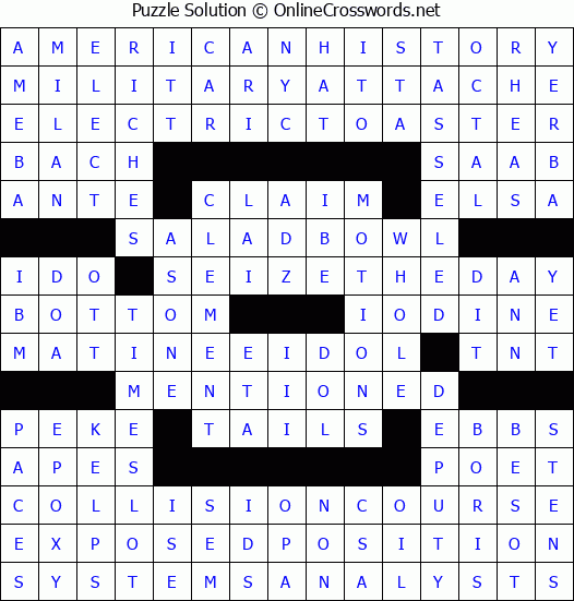 Solution for Crossword Puzzle #3264