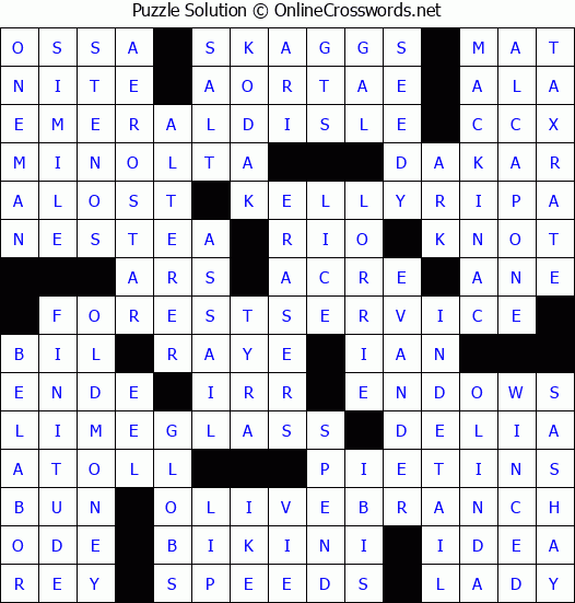 Solution for Crossword Puzzle #3265