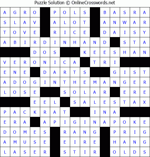 Solution for Crossword Puzzle #3267