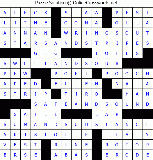 Solution for Crossword Puzzle #3269
