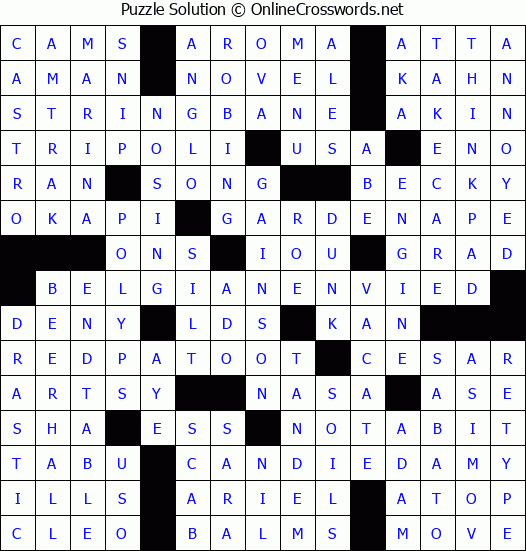 Solution for Crossword Puzzle #3271