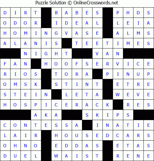 Solution for Crossword Puzzle #3272