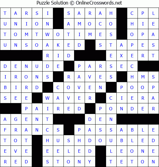 Solution for Crossword Puzzle #3273