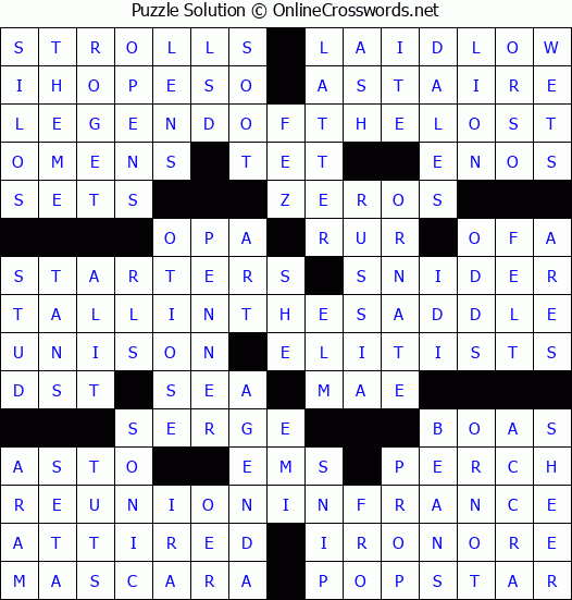 Solution for Crossword Puzzle #3274