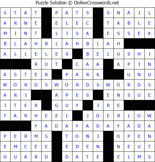 Solution for Crossword Puzzle #3275