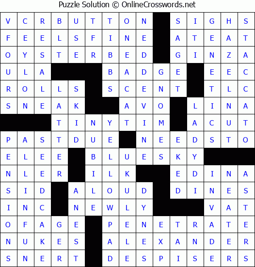 Solution for Crossword Puzzle #3276