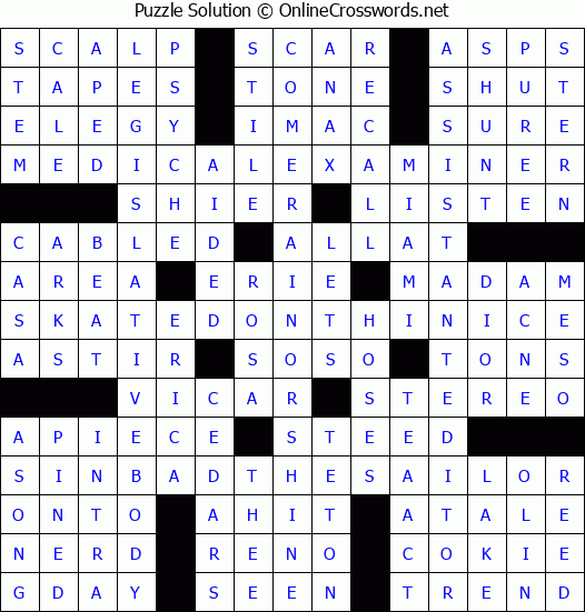 Solution for Crossword Puzzle #3282