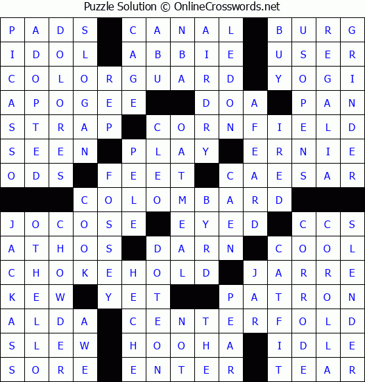 Solution for Crossword Puzzle #3283
