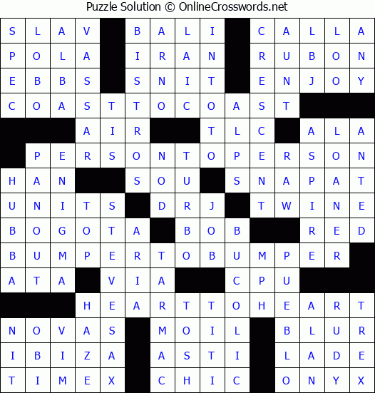 Solution for Crossword Puzzle #3287