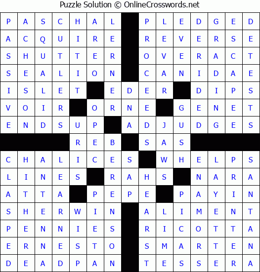 Solution for Crossword Puzzle #3288