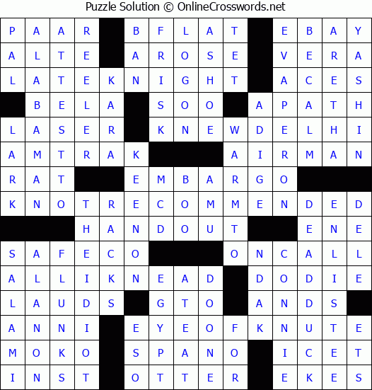Solution for Crossword Puzzle #3289