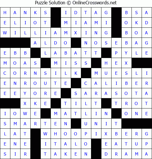 Solution for Crossword Puzzle #3291