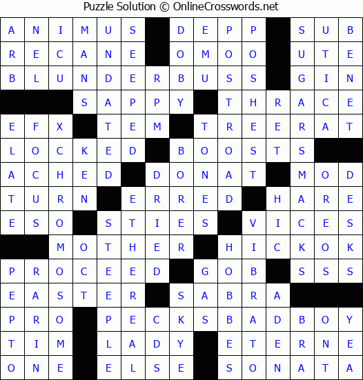 Solution for Crossword Puzzle #3292