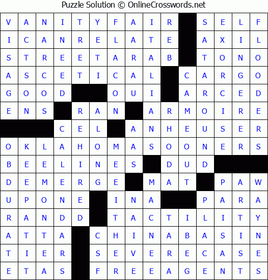 Solution for Crossword Puzzle #3294