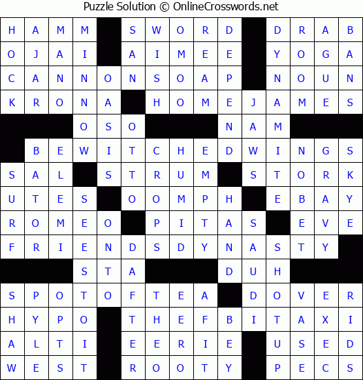Solution for Crossword Puzzle #3295