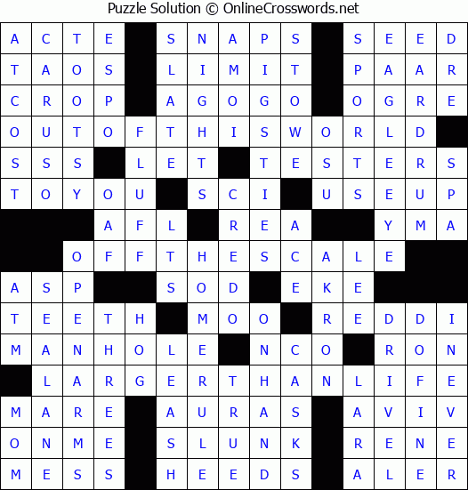 Solution for Crossword Puzzle #3297