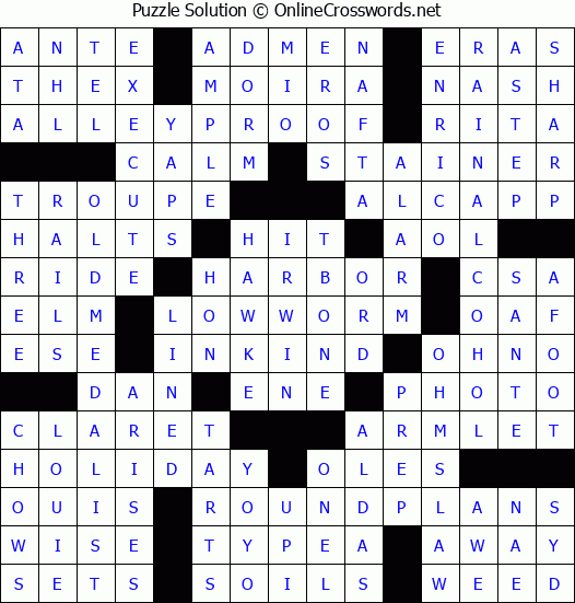 Solution for Crossword Puzzle #3298