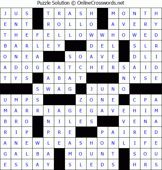 Solution for Crossword Puzzle #3299