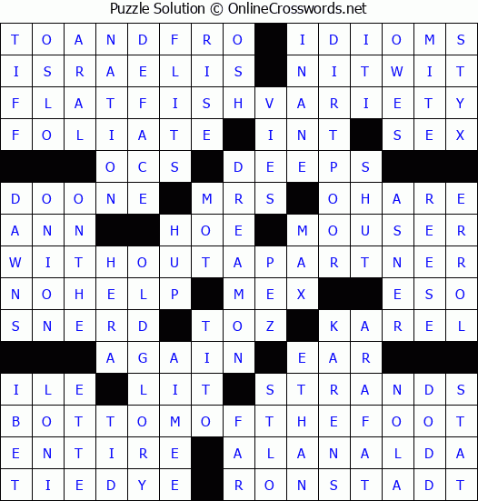 Solution for Crossword Puzzle #3301
