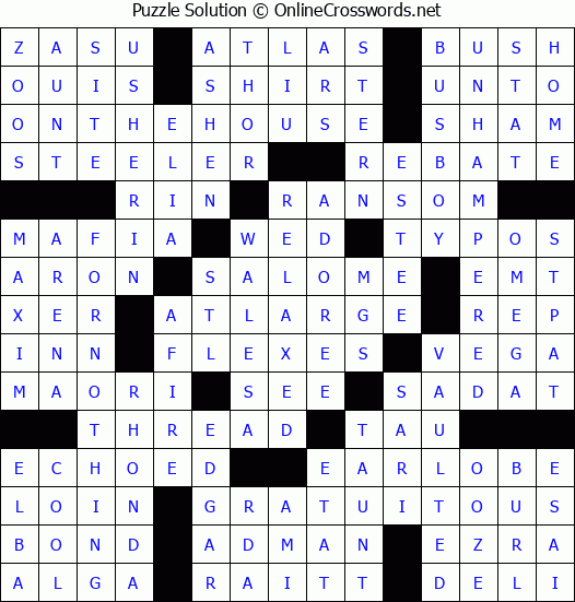 Solution for Crossword Puzzle #3302