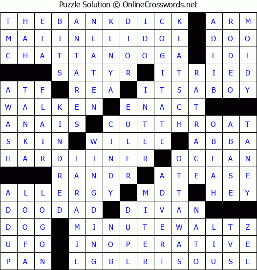 Solution for Crossword Puzzle #3306