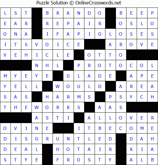 Solution for Crossword Puzzle #3308