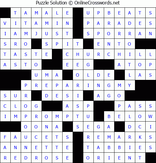 Solution for Crossword Puzzle #3309