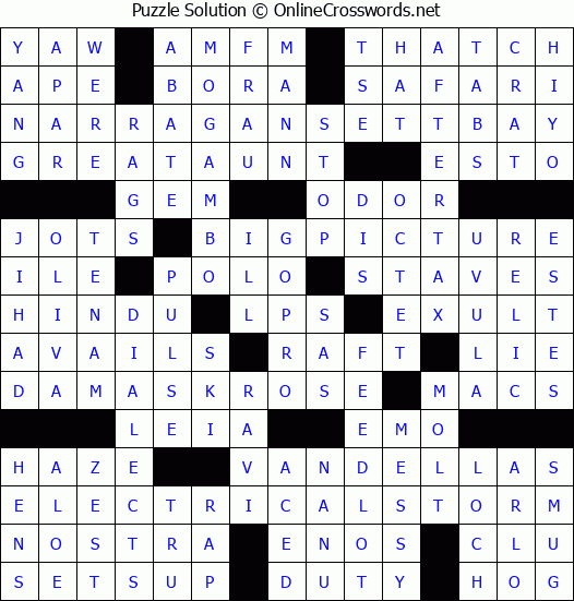 Solution for Crossword Puzzle #3310