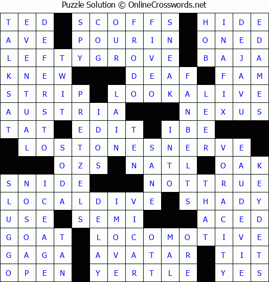 Solution for Crossword Puzzle #3315