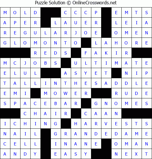 Solution for Crossword Puzzle #3317