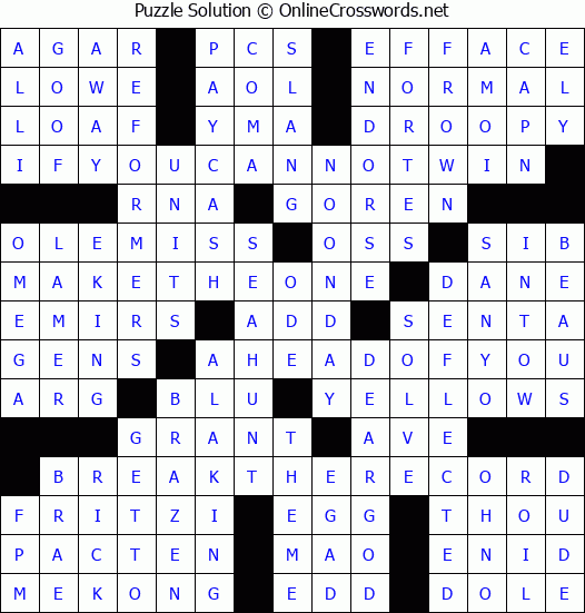 Solution for Crossword Puzzle #3322
