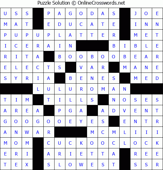 Solution for Crossword Puzzle #3325
