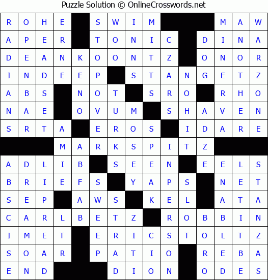 Solution for Crossword Puzzle #3326