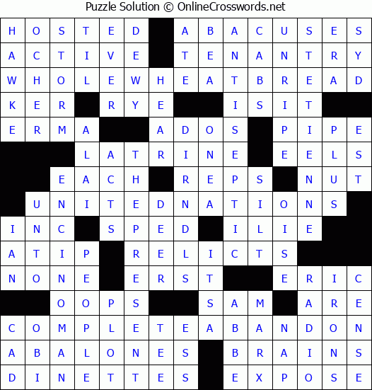 Solution for Crossword Puzzle #3327