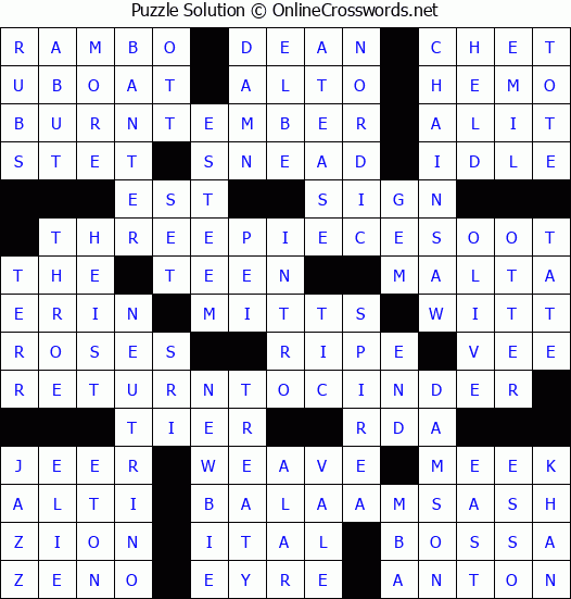 Solution for Crossword Puzzle #3328