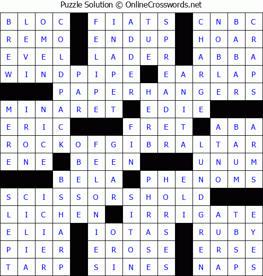 Solution for Crossword Puzzle #3329